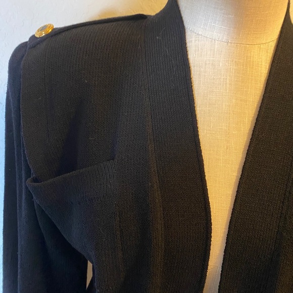 St John Black Knit Jacket Stylist Wide Shoulders - Picture 8 of 11